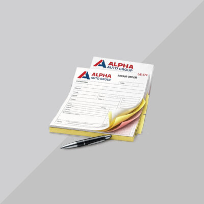 Carbonless NCR dealership repair order form with multi-part copies