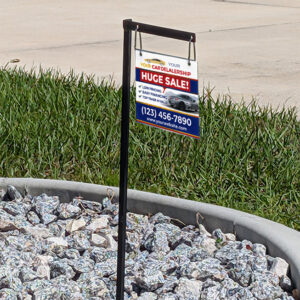 low profile yard arm sign for automotive dealership signage
