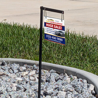 low profile yard arm sign for automotive dealership signage